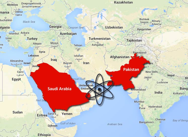 Map of Saudi Arabia and Pakistan