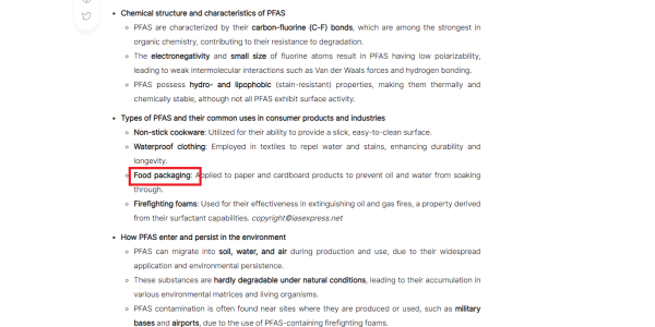 With reference to perfluoroalkyl and polyfluoroalkyl substances (PFAS) that are used in making many consumer products, consider the following statements: